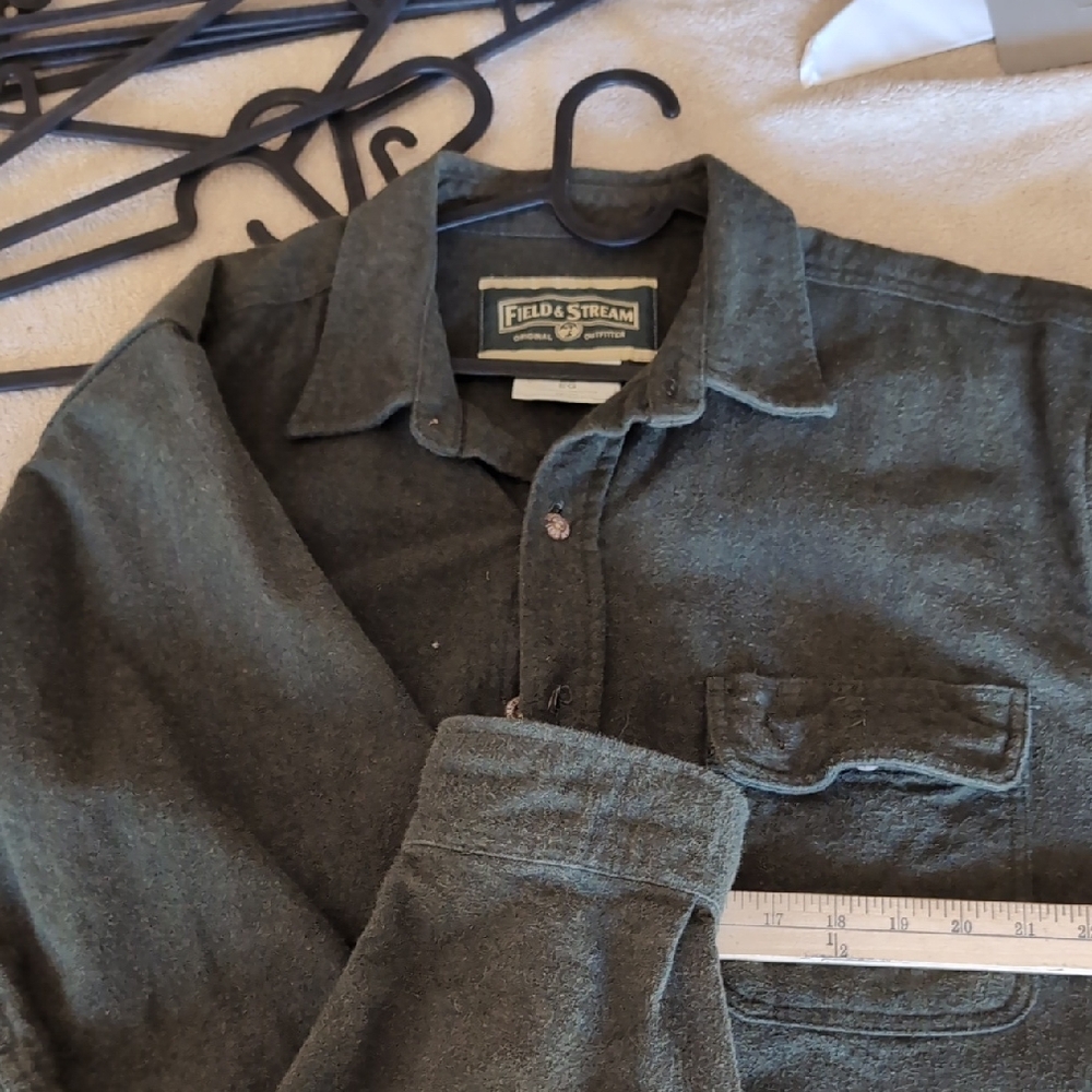 Field & Stream Olive Green Outdoor Shirt 100% Cotton